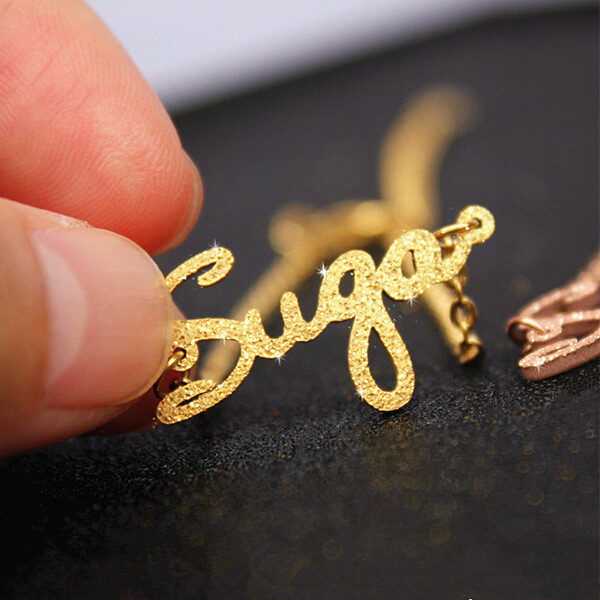 Custom gold plated glittering word necklaces wholesale manufacturers personalized name tag jewelry suppliers